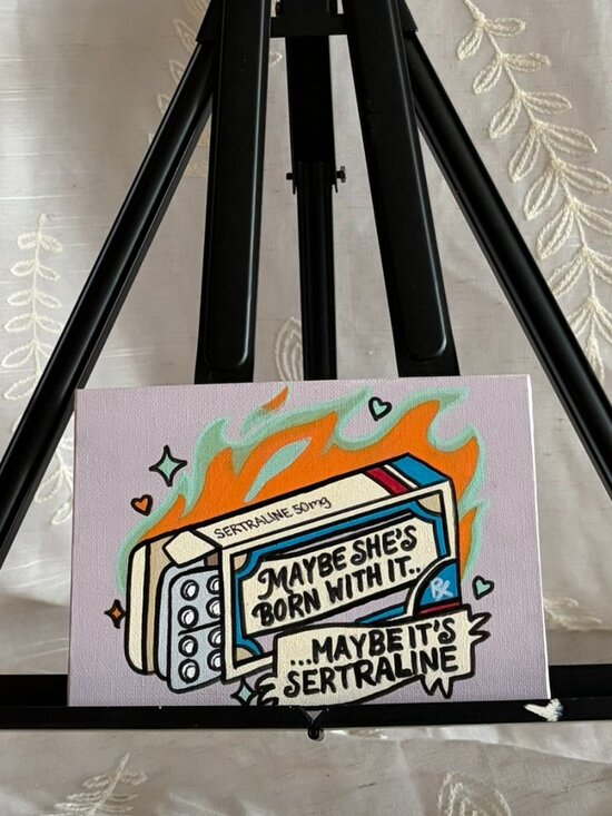 Other - Hand Painted Sertraline Funny Mental Health Canvas 5x7